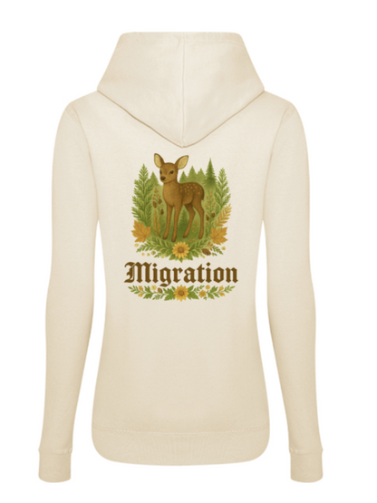 Rehmigration Frauen Hoodie beige Druck hinten