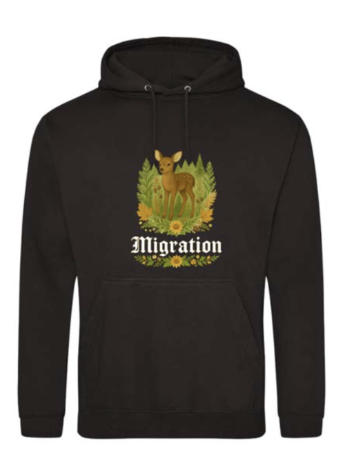 Rehmigration Hoodie schwarz Druck vorne