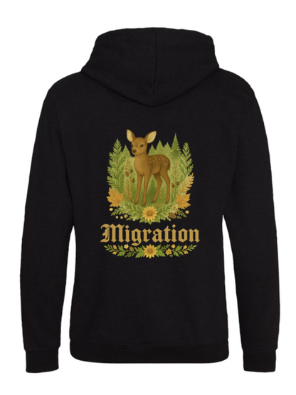 Rehmigration Hoodie schwarz Druck hinten